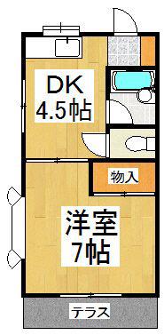 エレガンス中里(1DK/1階)の間取り写真