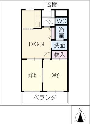 グランリヴィエールI(2DK/2階)の間取り写真