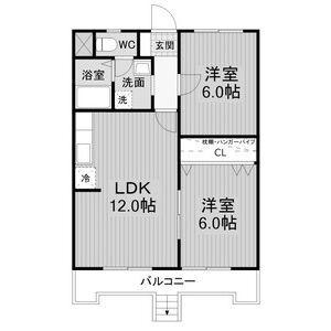 ハイツ稲熊(2LDK/1階)の間取り写真