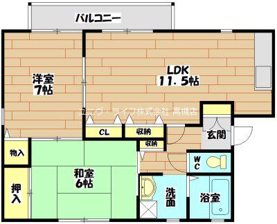 ローンコート(2LDK/2階)の間取り写真