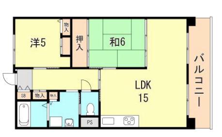 県住南多聞台第4 2号棟(2LDK/4階)の間取り写真