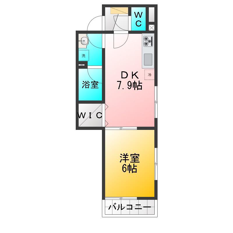CASA MIA(1DK/2階)の間取り写真