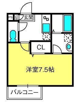 ジーメゾン岩槻本丸(1K/2階)の間取り写真