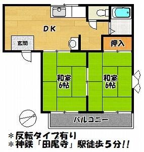 バロンハイツ(2DK/1階)の間取り写真