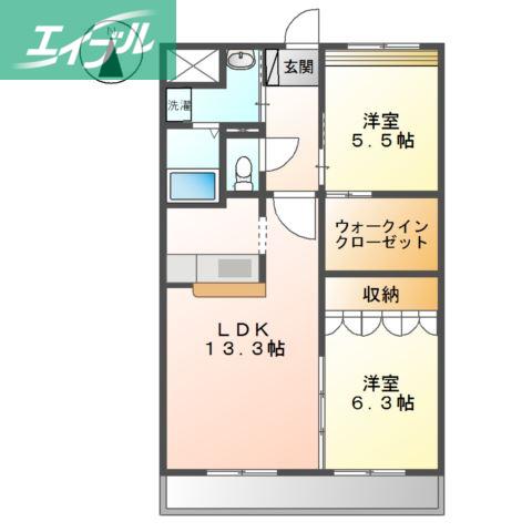 プラッツ・ユーI(2LDK/1階)の間取り写真