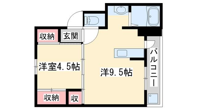 ビレッジハウス十王堂 1号棟(2K/4階)の間取り写真