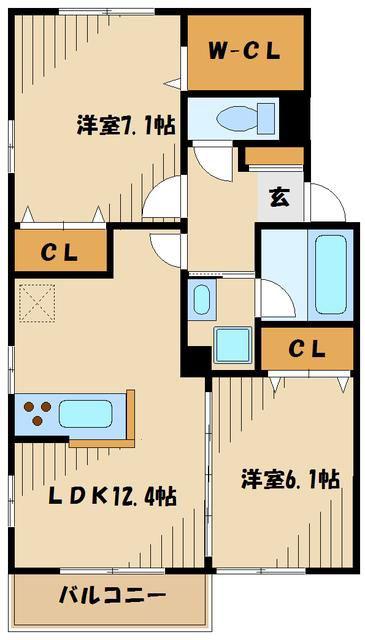 スイートピー(2LDK/2階)の間取り写真