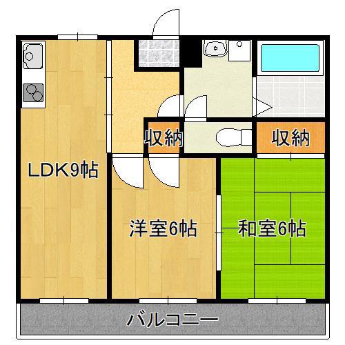 サンコーハイツ(2LDK/3階)の間取り写真
