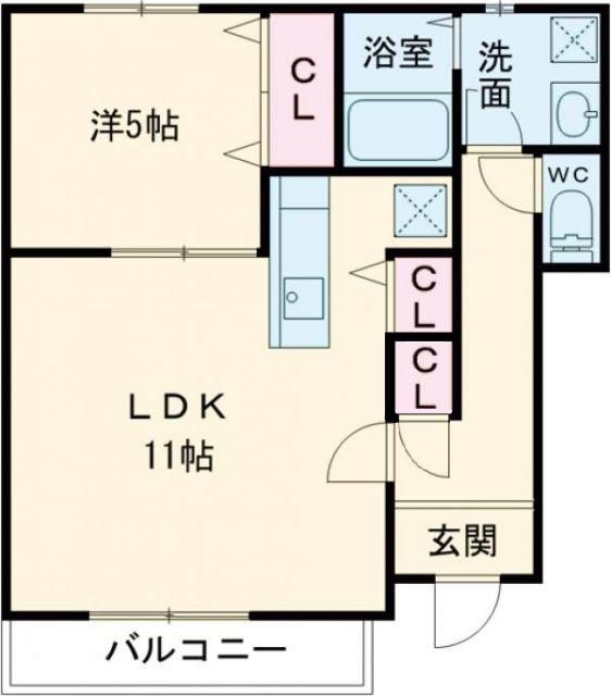 エスポワール(1LDK/1階)の間取り写真