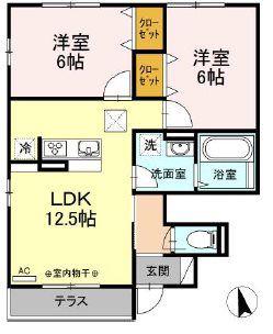 リオン湘南(2LDK/1階)の間取り写真