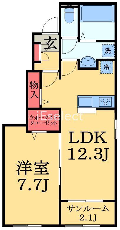 クレールA(1LDK/1階)の間取り写真