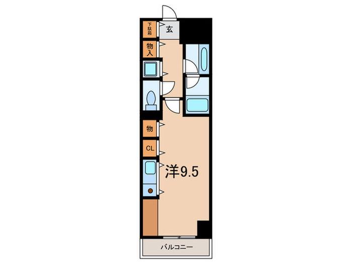 フレックス芦屋(ワンルーム/3階)の間取り写真