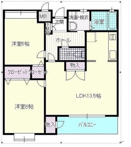 APEXI(2LDK/1階)の間取り写真