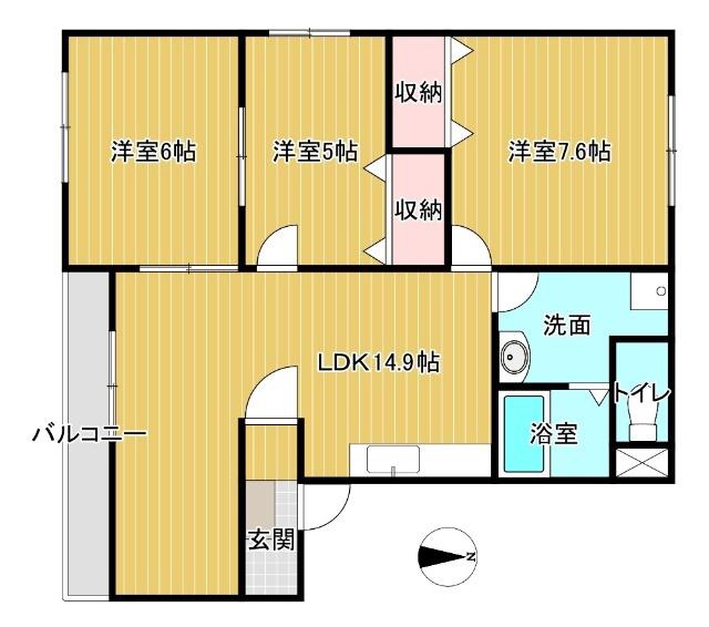 ロイヤル・ステージ堀川(3LDK/1階)の間取り写真