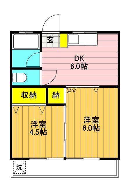 エルハイツ立川(2DK/3階)の間取り写真
