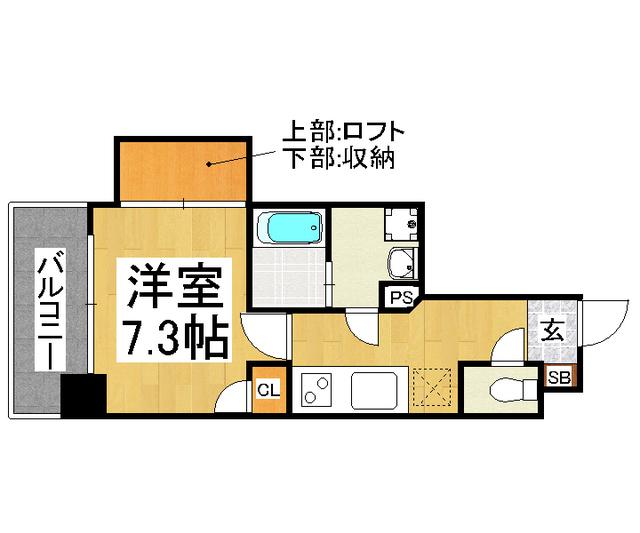 アクタス天神アネックスII(1K/2階)の間取り写真