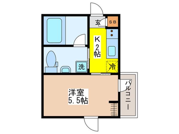 J`Sコート代々木上原II(1K/2階)の間取り写真