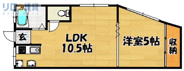 大桐村上マンション(1LDK/3階)の間取り写真