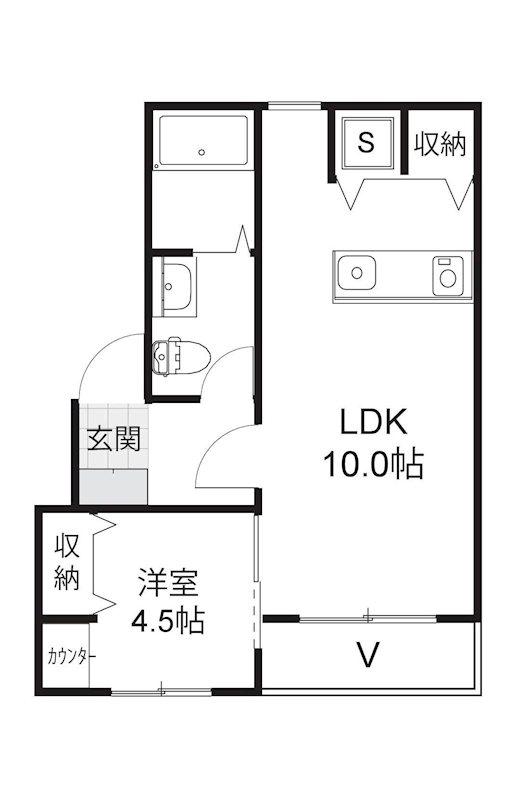 ヴァンテアン八日市II(1LDK/3階)の間取り写真