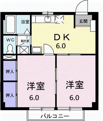 テルサ中居A(2DK/1階)の間取り写真
