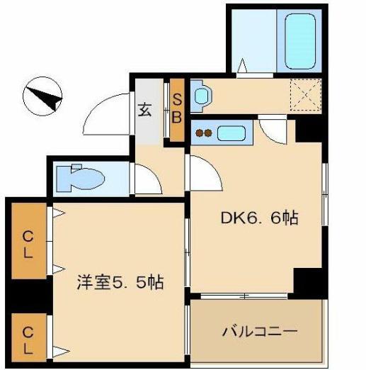 ハニーサックル(1DK/2階)の間取り写真