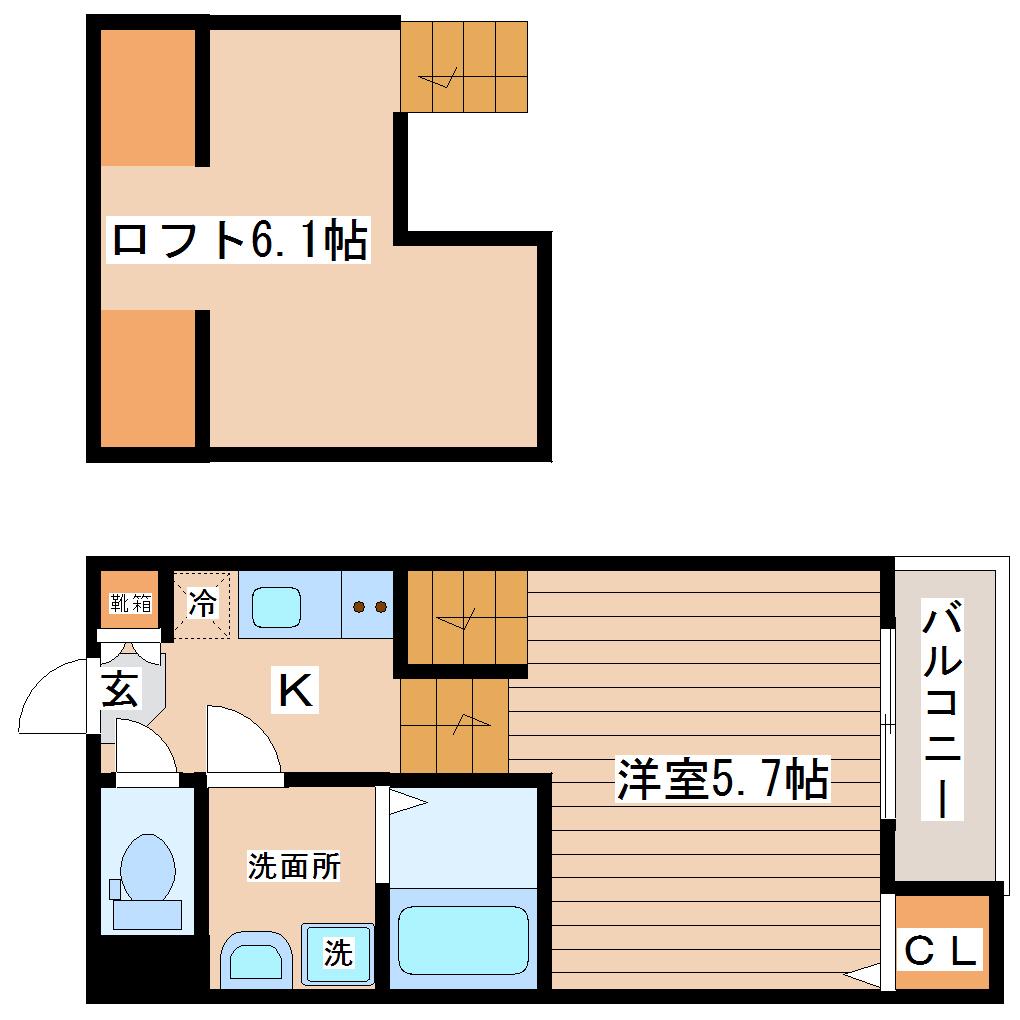 TINO長町(1K/2階)の間取り写真