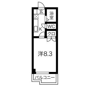 クマノハイツ(1K/3階)の間取り写真