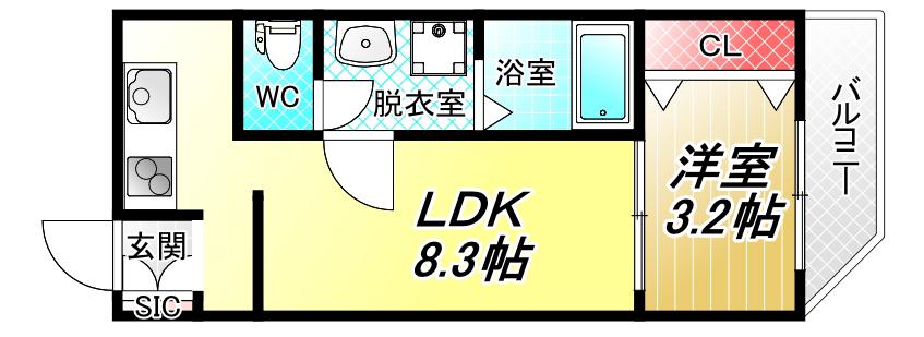 FSTYLE大蓮北1号館(1LDK/1階)の間取り写真