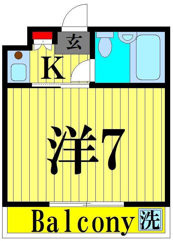 ブランノーヴァ大谷田II(1K/2階)の間取り写真