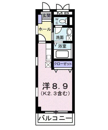 SQUARE三鷹(ワンルーム/2階)の間取り写真