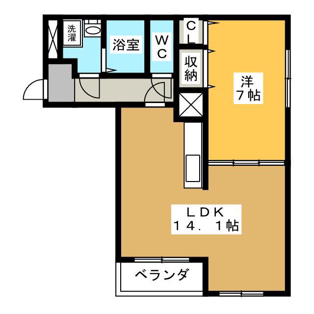 ハートフルマンション ブラン(1LDK/2階)の間取り写真