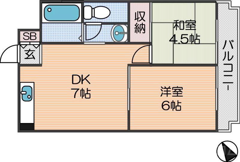 グラシオコハマ(2DK/3階)の間取り写真