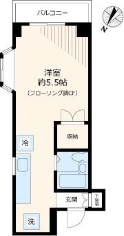ドムス白山(ワンルーム/3階)の間取り写真