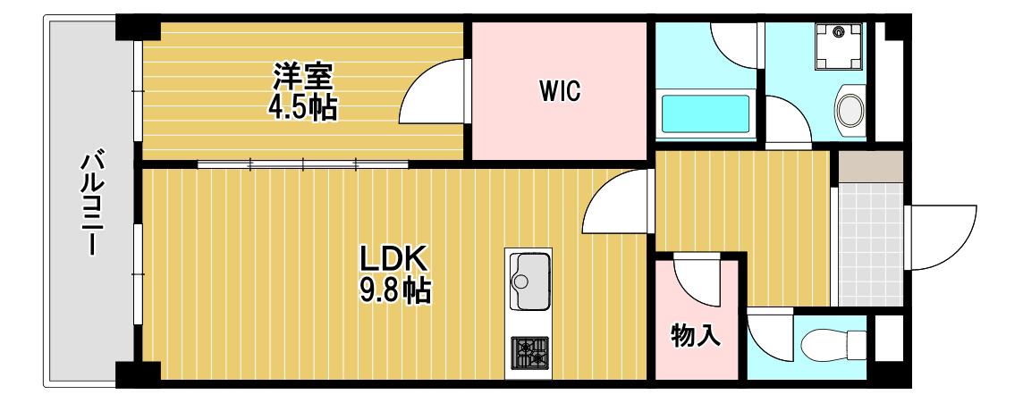 アヴィニールグランデ金田(1LDK/2階)の間取り写真