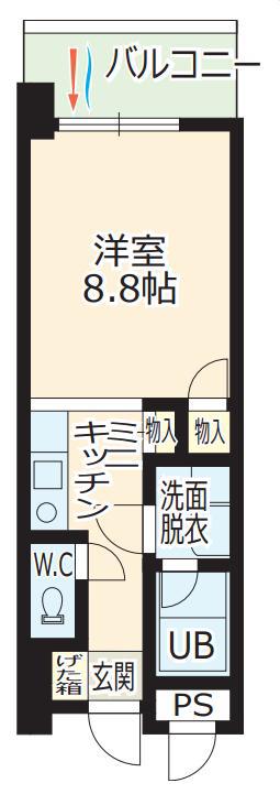パークハイムうつぼ(1K/5階)の間取り写真