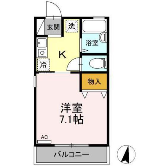 グランセル向井(1K/2階)の間取り写真
