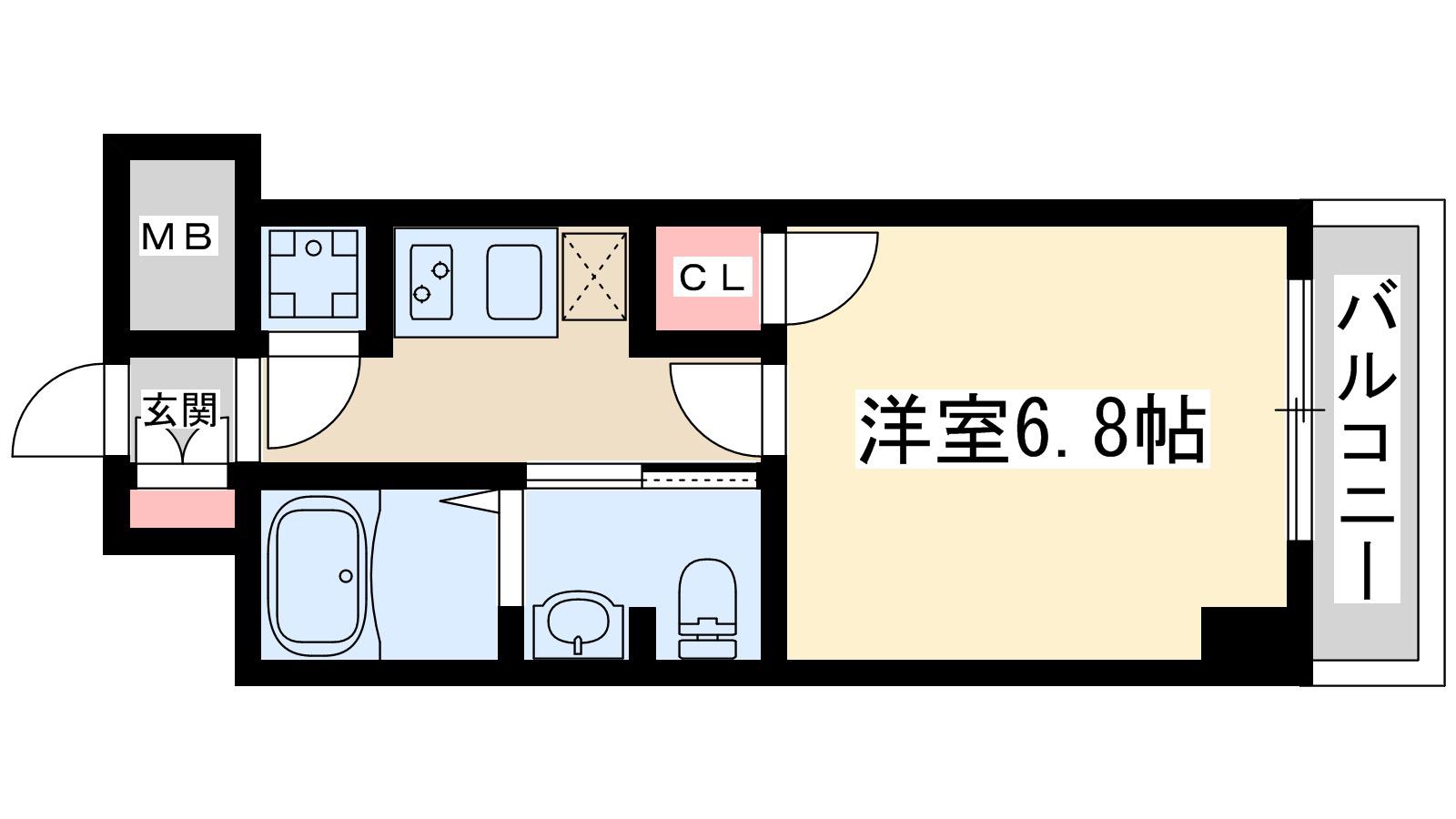 レジュールアッシュプレミアムツインーⅡ(1K/15階)の間取り写真