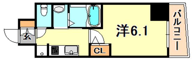 エステムコート神戸元町IIブリーズ(1K/4階)の間取り写真