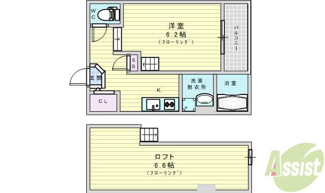 メゾンティエドゥール(1K/1階)の間取り写真