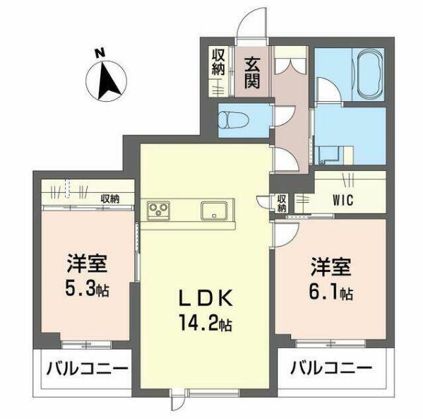 アトリエール F(2LDK/2階)の間取り写真