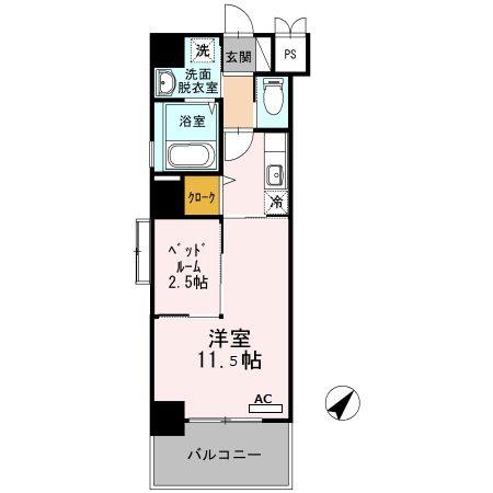 天神ファイブ(1LDK/3階)の間取り写真