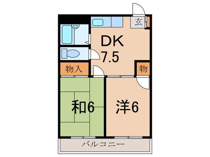 サンハイツ新堀(2DK/1階)の間取り写真
