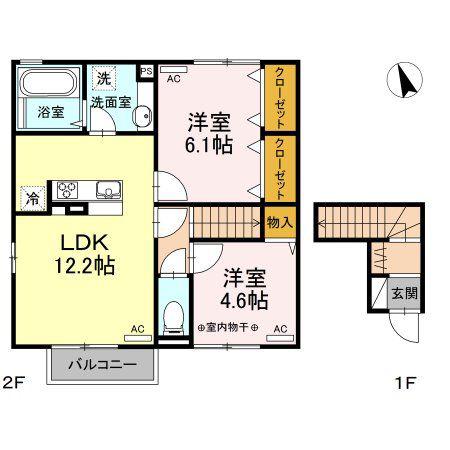 カーサビアンカ(2LDK/2階)の間取り写真