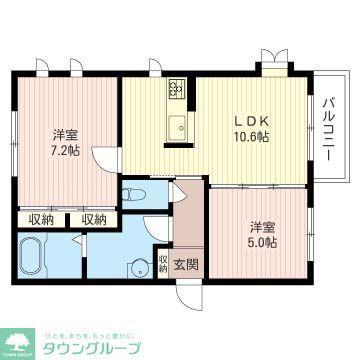 カルフール(2LDK/2階)の間取り写真