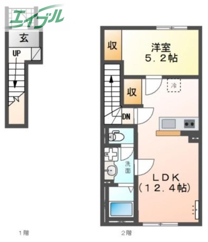 シャフル(1LDK/2階)の間取り写真