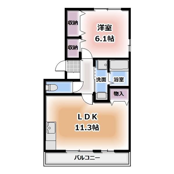 エクセルM(1LDK/1階)の間取り写真
