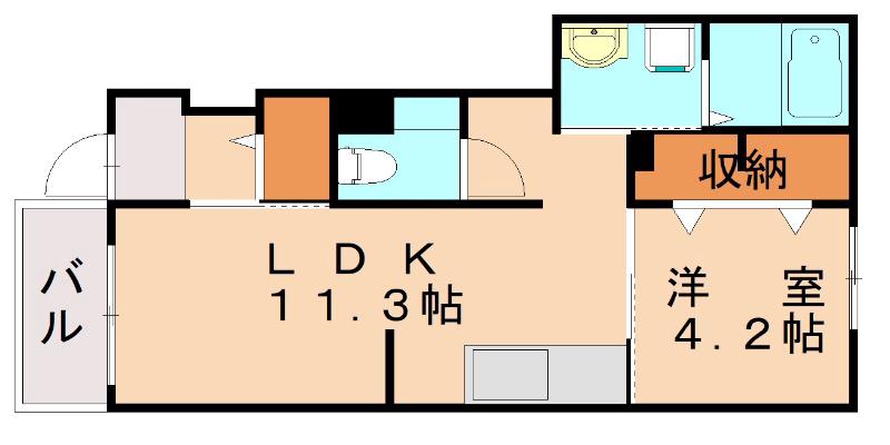エスペランサ茶屋の原(1LDK/1階)の間取り写真
