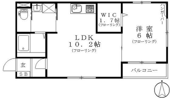 TOUS LES SANTE(1LDK/2階)の間取り写真