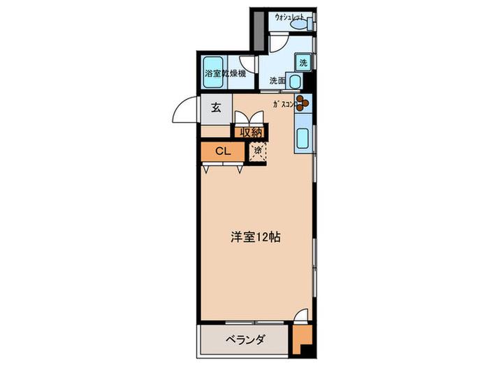 ミアカーサ堺東(ワンルーム/2階)の間取り写真