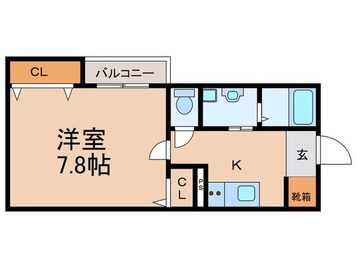シエルグランデ町楠葉(ワンルーム/2階)の間取り写真